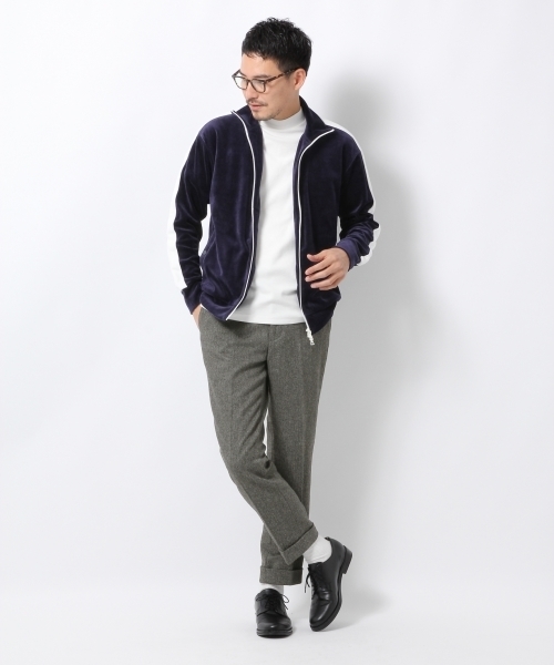 GLOBAL WORK（グローバルワーク）の「ベロアトラックジャケット/735754（カーディガン/ボレロ・メンズ・グレー/ネイビー・SMALL/X-LARGE/MEDIUM/LARGE）」の4枚目の写真