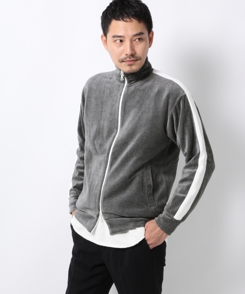 GLOBAL WORK（グローバルワーク）の「ベロアトラックジャケット/735754（カーディガン/ボレロ・メンズ・グレー/ネイビー・SMALL/X-LARGE/MEDIUM/LARGE）」の5枚目の写真