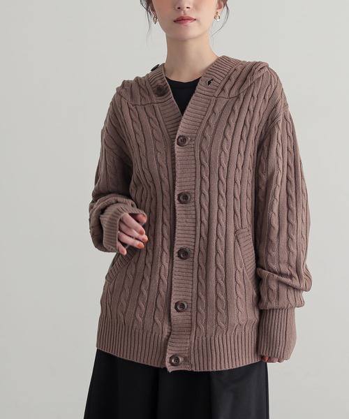 osharewalker(オシャレウォーカー)の「『ケーブルニットカーディガン』(カーディガン/ボレロ・レディース・グレー/モカ/ブラック/キナリ・FREE)」の18枚目の写真