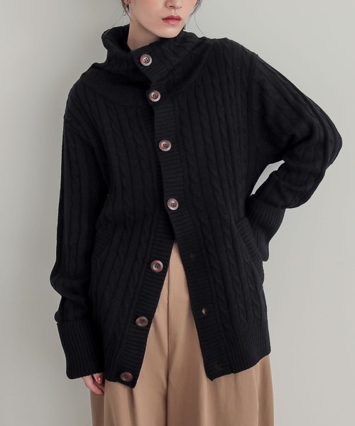 osharewalker(オシャレウォーカー)の「『ケーブルニットカーディガン』(カーディガン/ボレロ・レディース・グレー/モカ/ブラック/キナリ・FREE)」の11枚目の写真