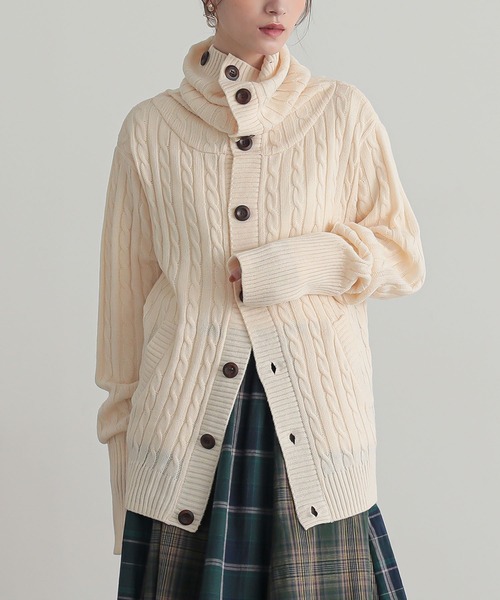 osharewalker(オシャレウォーカー)の「『ケーブルニットカーディガン』(カーディガン/ボレロ・レディース・グレー/モカ/ブラック/キナリ・FREE)」の5枚目の写真