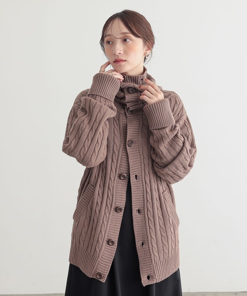 osharewalker(オシャレウォーカー)の「『ケーブルニットカーディガン』(カーディガン/ボレロ・レディース・グレー/モカ/ブラック/キナリ・FREE)」の20枚目の写真