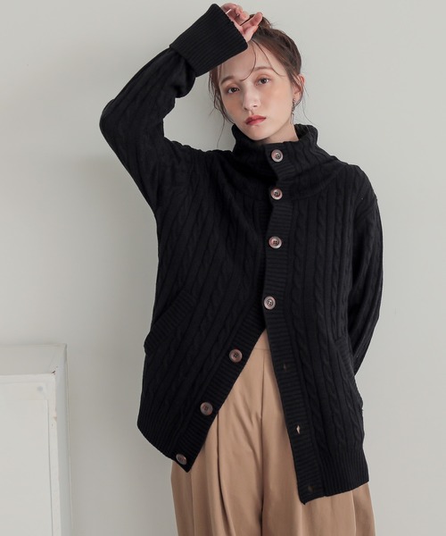 osharewalker(オシャレウォーカー)の「『ケーブルニットカーディガン』(カーディガン/ボレロ・レディース・グレー/モカ/ブラック/キナリ・FREE)」の12枚目の写真