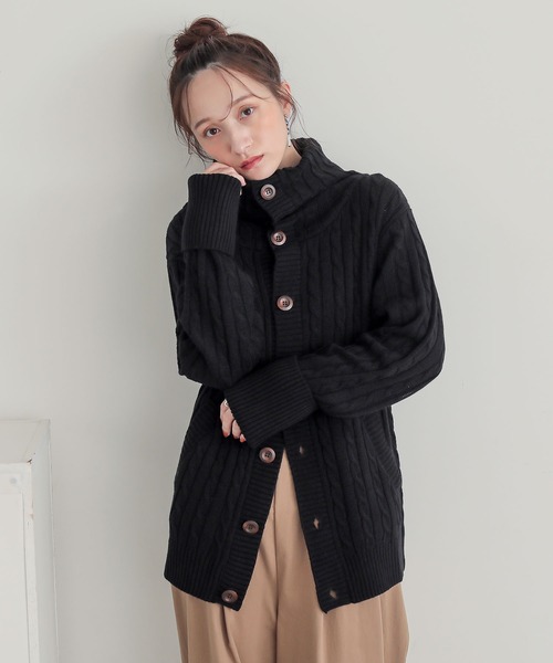 osharewalker(オシャレウォーカー)の「『ケーブルニットカーディガン』(カーディガン/ボレロ・レディース・グレー/モカ/ブラック/キナリ・FREE)」の13枚目の写真