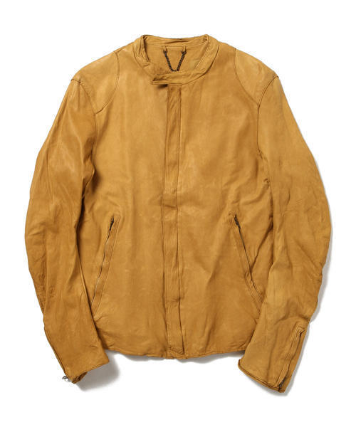 sisii（シシ）の「Sisii / シングルレザーライダース（ライダースジャケット・メンズ・ブラック/オリーブ/ネイビー/ベージュ/チャコールグレー/ライトグレー・SMALL/MEDIUM/LARGE）」の4枚目の写真