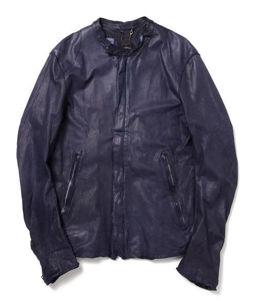 sisii（シシ）の「Sisii / シングルレザーライダース（ライダースジャケット・メンズ・ブラック/オリーブ/ネイビー/ベージュ/チャコールグレー/ライトグレー・SMALL/MEDIUM/LARGE）」の6枚目の写真