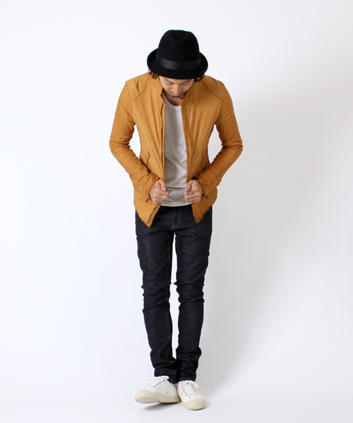 sisii（シシ）の「Sisii / シングルレザーライダース（ライダースジャケット・メンズ・ブラック/オリーブ/ネイビー/ベージュ/チャコールグレー/ライトグレー・SMALL/MEDIUM/LARGE）」の18枚目の写真