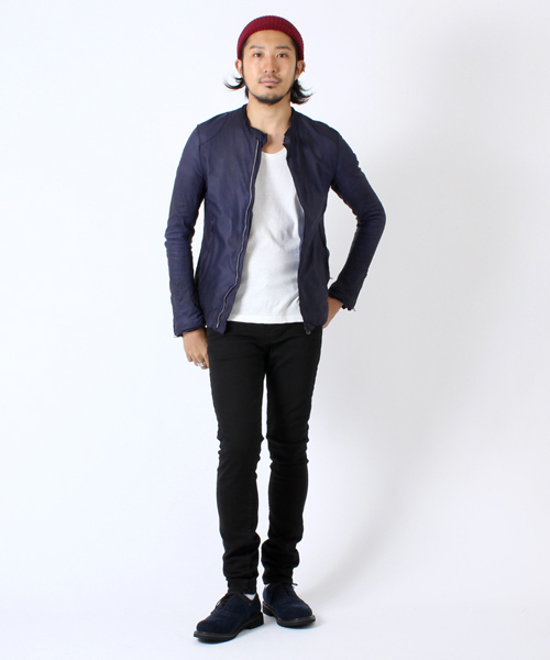 sisii（シシ）の「Sisii / シングルレザーライダース（ライダースジャケット・メンズ・ブラック/オリーブ/ネイビー/ベージュ/チャコールグレー/ライトグレー・SMALL/MEDIUM/LARGE）」の19枚目の写真