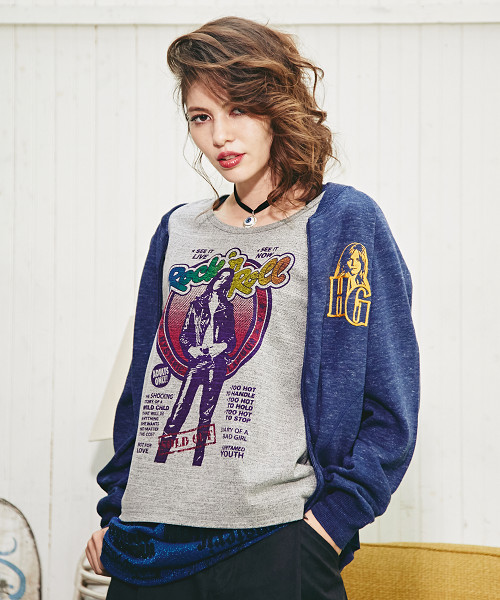 2468U【美品】ヒステリックグラマー☆ヒスガール刺繍 厚地 カーディガン BREAK IT UP刺繍 カーディガン|HYSTERIC GLAMOUR MEN | HYSTERIC