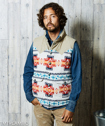 ティーエムティー  17A/W ネイティブ柄 リバーシブル  ダウンベスト TMT（ティーエムティー）の「DENIM REVERSIBLE DOWN VEST