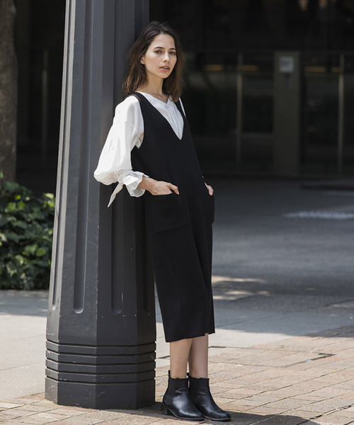 Emma Taylor(エマテイラー)の「Vネックニットワンピース(ワンピース・レディース・ブラック/キャメル/ベージュ/ダークグリーン・FREE)」の10枚目の写真