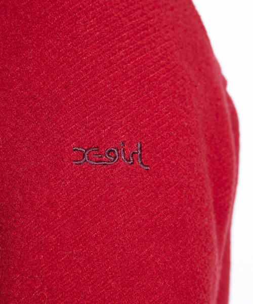 X-girl（エックスガール）の「HOODED DUFFLE COAT（ダッフルコート・レディース・ネイビー/レッド/マルチ・1/2）」の9枚目の写真