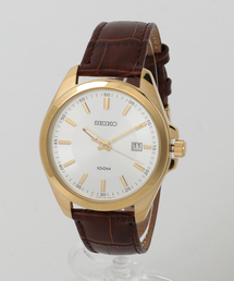 SEIKO ブラウンレザー アナログ腕時計 SEIKO（セイコー）の「【別注】＜SEIKO＞ラウンド レザー 時計