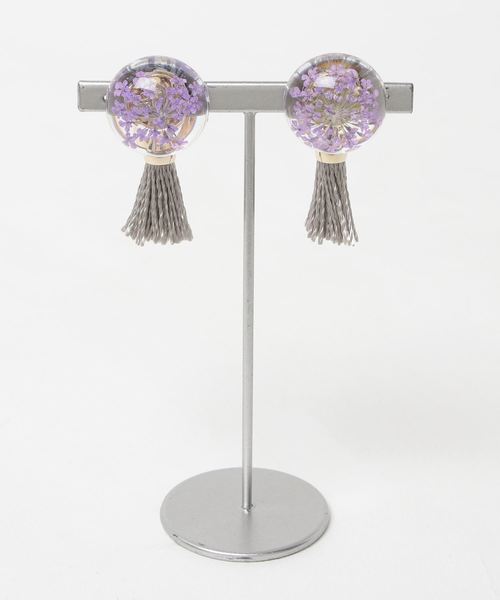 カヤ(カヤ)の「【カヤ】花アクアタッセルピアス(ピアス(両耳用)・レディース・パープル/ピンク/イエロー/オレンジ/アイボリー・FREE)」の11枚目の写真