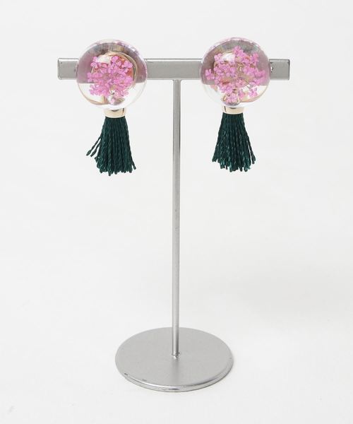 カヤ(カヤ)の「【カヤ】花アクアタッセルピアス(ピアス(両耳用)・レディース・パープル/ピンク/イエロー/オレンジ/アイボリー・FREE)」の10枚目の写真