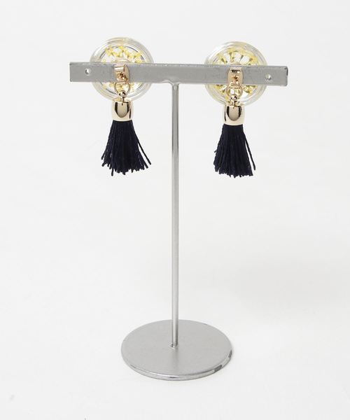 カヤ(カヤ)の「【カヤ】花アクアタッセルピアス(ピアス(両耳用)・レディース・パープル/ピンク/イエロー/オレンジ/アイボリー・FREE)」の6枚目の写真