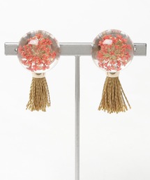 【カヤ】花アクアタッセルピアス