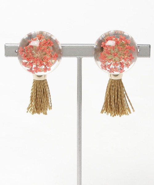 カヤ(カヤ)の「【カヤ】花アクアタッセルピアス(ピアス(両耳用)・レディース・パープル/ピンク/イエロー/オレンジ/アイボリー・FREE)」の1枚目の写真