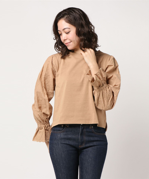 LOWRYS FARM(ローリーズファーム)の「ソデシシュウキリカエプルオーバー 784746 (Tシャツ/カットソー・レディース・ブラック/ベージュ/オフホワイト・LARGE/MEDIUM)」の7枚目の写真