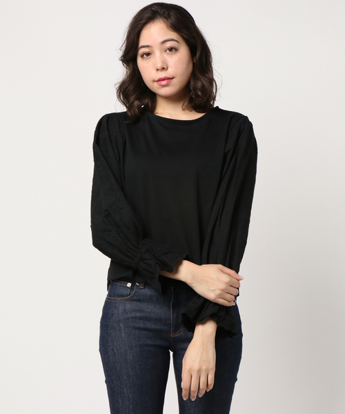 LOWRYS FARM(ローリーズファーム)の「ソデシシュウキリカエプルオーバー 784746 (Tシャツ/カットソー・レディース・ブラック/ベージュ/オフホワイト・LARGE/MEDIUM)」の12枚目の写真