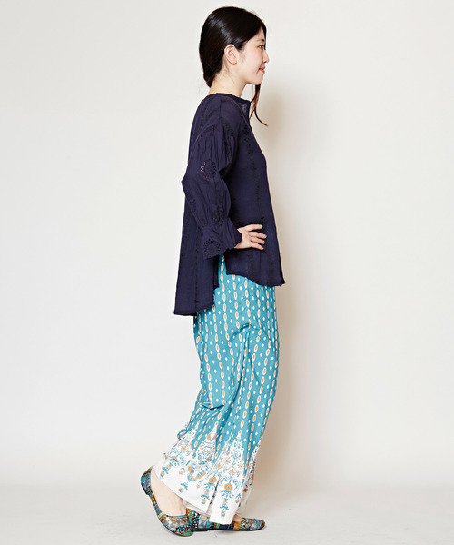 チャイハネ（チャイハネ）の「【チャイハネ】パンチングレーストップス（シャツ/ブラウス・レディース・ホワイト/ピンク/ブラック・FREE）」の4枚目の写真