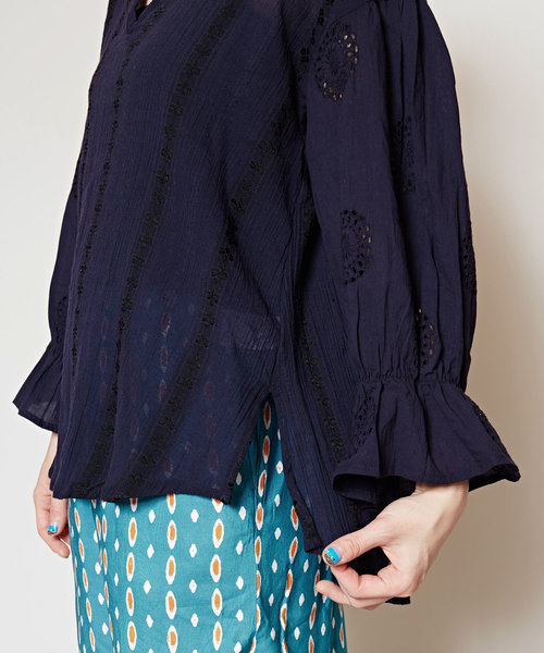 チャイハネ（チャイハネ）の「【チャイハネ】パンチングレーストップス（シャツ/ブラウス・レディース・ホワイト/ピンク/ブラック・FREE）」の5枚目の写真