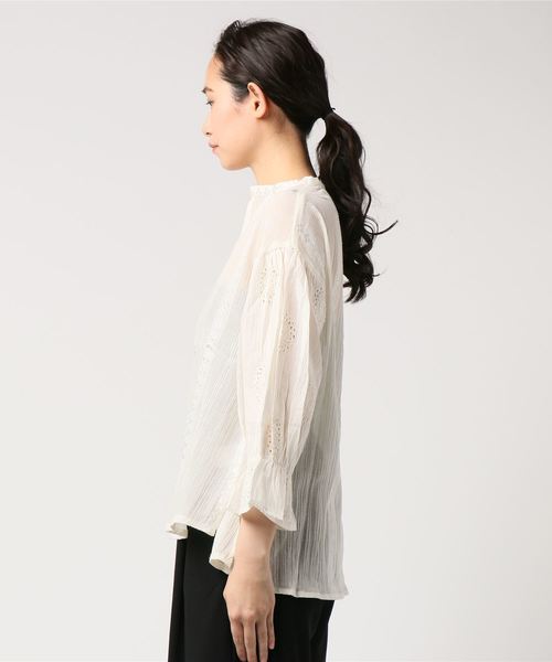 チャイハネ（チャイハネ）の「【チャイハネ】パンチングレーストップス（シャツ/ブラウス・レディース・ホワイト/ピンク/ブラック・FREE）」の9枚目の写真