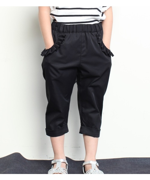 RUGGEDWORKS(ラゲッドワークス)の「ポリツイルフリルカプリパンツ(その他パンツ・キッズ・ブラック/ベージュ・120cm/110cm/140cm/90cm/100cm/130cm/80cm)」の1枚目の写真