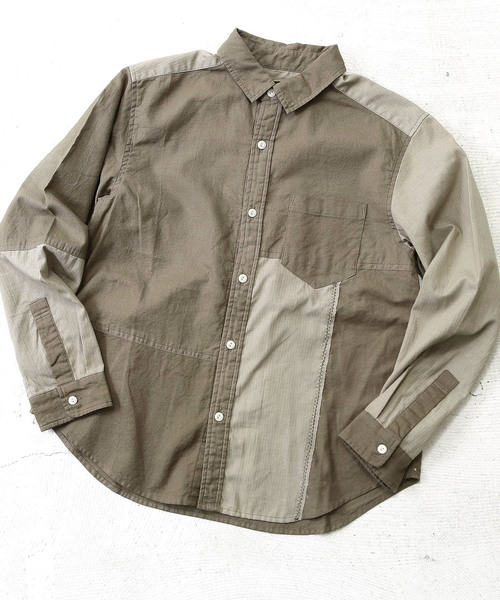 CUBE SUGAR(キューブシュガー)の「異素材組合せレギュラーシャツ(シャツ/ブラウス・レディース・グレー/カーキ/ピンク/ネイビー・M)」の10枚目の写真