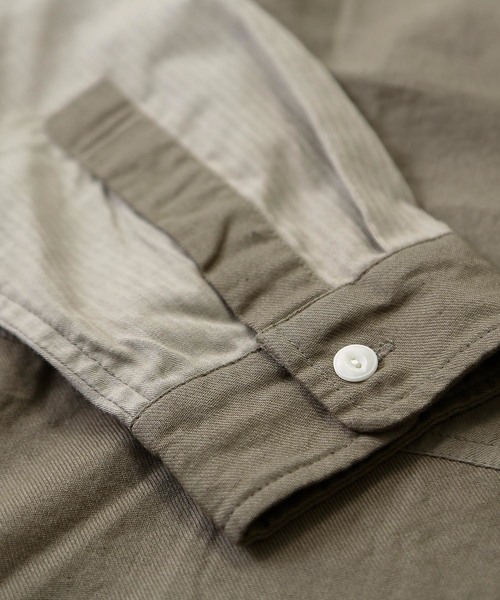CUBE SUGAR(キューブシュガー)の「異素材組合せレギュラーシャツ(シャツ/ブラウス・レディース・グレー/カーキ/ピンク/ネイビー・M)」の5枚目の写真