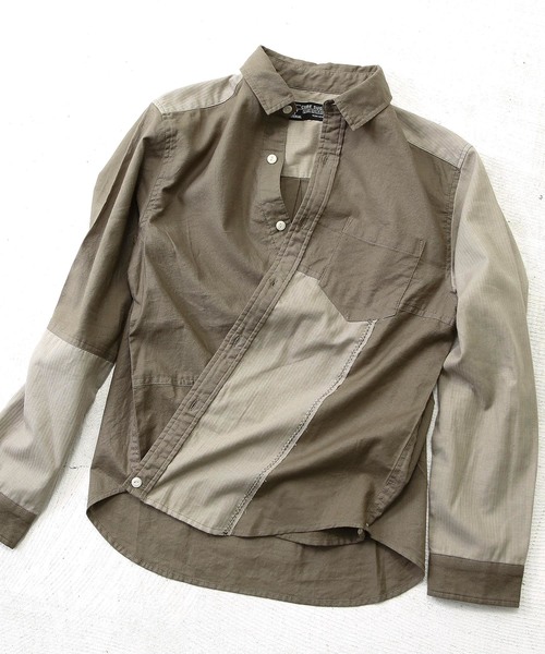 CUBE SUGAR(キューブシュガー)の「異素材組合せレギュラーシャツ(シャツ/ブラウス・レディース・グレー/カーキ/ピンク/ネイビー・M)」の15枚目の写真