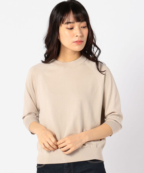 SHIPS(シップス)の「PrimaryNavyLabel:コットンプルオーバー(ニット/セーター・レディース・ベージュ/ネイビー/ダークラベンダー・38/36)」の2枚目の写真