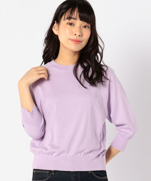 SHIPS(シップス)の「PrimaryNavyLabel:コットンプルオーバー(ニット/セーター・レディース・ベージュ/ネイビー/ダークラベンダー・38/36)」の1枚目の写真