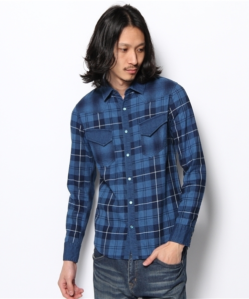 MR.OLIVE(ミスターオリーブ)の「INDIGO CHECK / WORK SHIRTS(シャツ/ブラウス・メンズ・ブルー・44)」の1枚目の写真