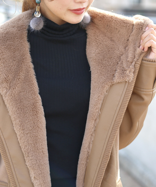 ブージュルード レザーボアフードロングコート　ジャケット アウター M a856 ブージュルード レザーボアフードロングコート ジャケット アウター M