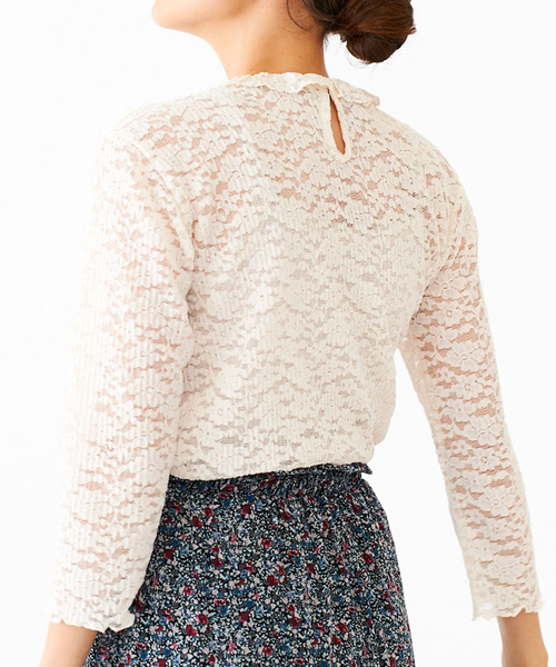 flower(フラワー)の「タイニーフリルレーストップ(Tシャツ/カットソー・レディース・ブラック/ピンク/アイボリー・FREE)」の5枚目の写真