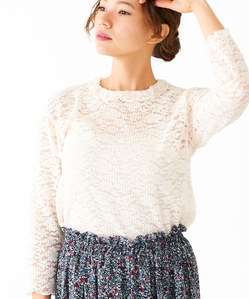 flower(フラワー)の「タイニーフリルレーストップ(Tシャツ/カットソー・レディース・ブラック/ピンク/アイボリー・FREE)」の6枚目の写真