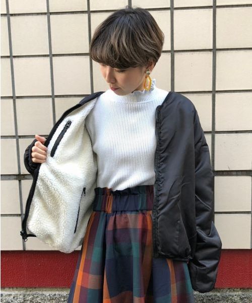 tiptop（ティップトップ）の「ボア×ナイロン胸ZIPリバーシブルブルゾン（ブルゾン・レディース・ブラウン/オフホワイト/キナリ・FREE）」の20枚目の写真