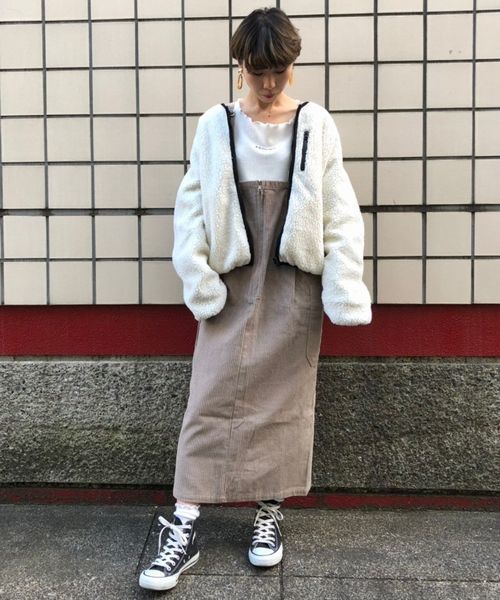 tiptop（ティップトップ）の「ボア×ナイロン胸ZIPリバーシブルブルゾン（ブルゾン・レディース・ブラウン/オフホワイト/キナリ・FREE）」の8枚目の写真