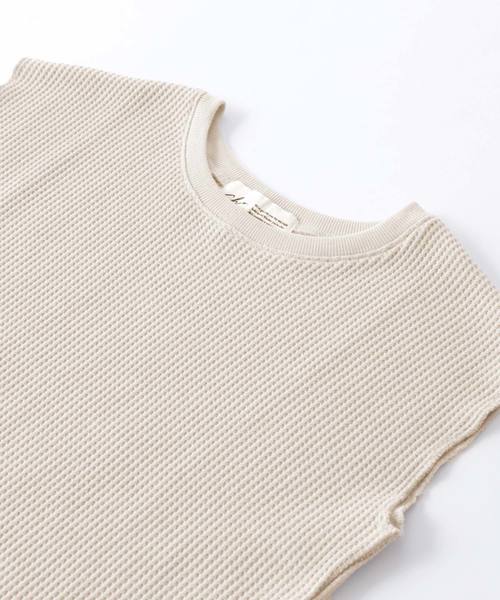 Chaco closet（チャコ クローゼット）の「ワッフルフレンチスリーブ半袖T（Tシャツ/カットソー・レディース・ブラック/ベージュ/ネイビー/オフホワイト/オリーブ/杢グレー/バイオレット・FREE）」の10枚目の写真