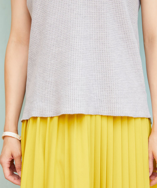 Chaco closet（チャコ クローゼット）の「ワッフルフレンチスリーブ半袖T（Tシャツ/カットソー・レディース・ブラック/ベージュ/ネイビー/オフホワイト/オリーブ/杢グレー/バイオレット・FREE）」の17枚目の写真