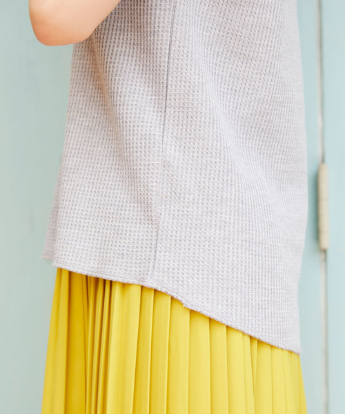 Chaco closet（チャコ クローゼット）の「ワッフルフレンチスリーブ半袖T（Tシャツ/カットソー・レディース・ブラック/ベージュ/ネイビー/オフホワイト/オリーブ/杢グレー/バイオレット・FREE）」の13枚目の写真
