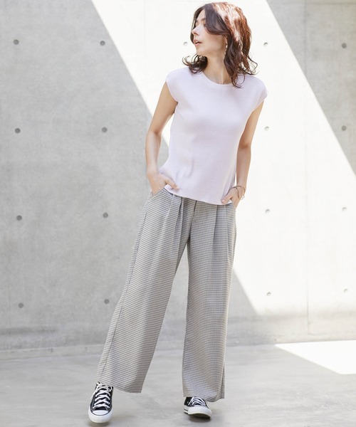 Chaco closet（チャコ クローゼット）の「ワッフルフレンチスリーブ半袖T（Tシャツ/カットソー・レディース・ブラック/ベージュ/ネイビー/オフホワイト/オリーブ/杢グレー/バイオレット・FREE）」の18枚目の写真