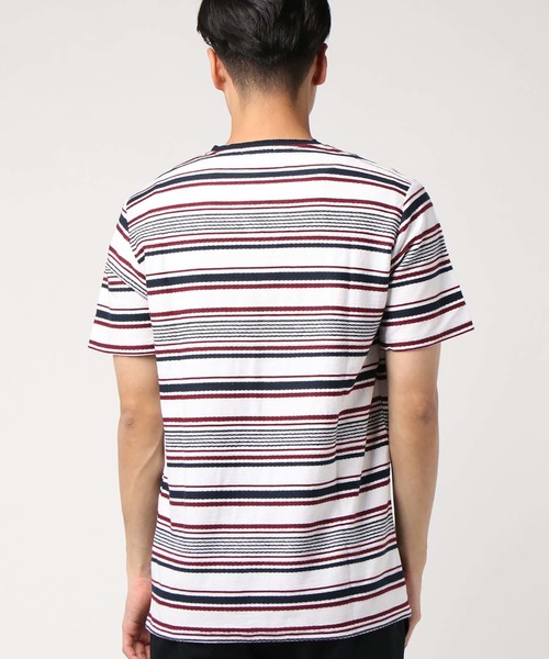 MEN'S BIGI(メンズビギ)の「キーネック ロープボーダー柄カットソー(Tシャツ/カットソー・メンズ・ホワイト/ネイビー・S/M/L)」の3枚目の写真