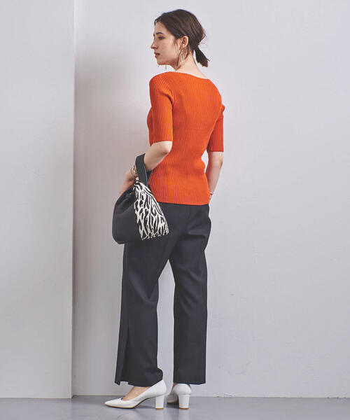UNITED ARROWS ユナイテッドアローズ　リブボートネック 5分袖ニット UNITED ARROWS ユナイテッドアローズ リブボートネック 5分袖