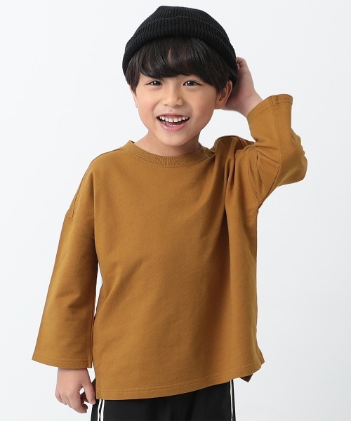 devirock(デビロック)の「ミニ裏毛7分袖Tシャツ(Tシャツ/カットソー・キッズ・ホワイト/ブラック/杢グレー/ブルー系その他/パープル/ラベンダー/パープル系その他/ピンク系その他/モカ/ライトブラウン/キャメル/ベージュ/オレンジ系その他/イエロー系その他/ブルーグレー/パープル系その他2/ダークオレンジ/サックスブルー/グリーン系その他・80cm/90cm/110cm/100cm/120cm/130cm/140cm/150cm/160cm)」の15枚目の写真