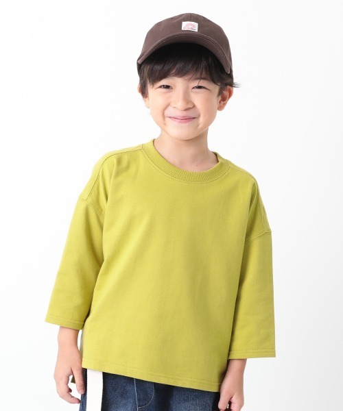 devirock(デビロック)の「ミニ裏毛7分袖Tシャツ(Tシャツ/カットソー・キッズ・ホワイト/ブラック/杢グレー/ブルー系その他/パープル/ラベンダー/パープル系その他/ピンク系その他/モカ/ライトブラウン/キャメル/ベージュ/オレンジ系その他/イエロー系その他/ブルーグレー/パープル系その他2/ダークオレンジ/サックスブルー/グリーン系その他・80cm/90cm/110cm/100cm/120cm/130cm/140cm/150cm/160cm)」の16枚目の写真