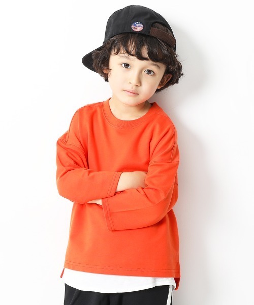 devirock(デビロック)の「ミニ裏毛7分袖Tシャツ(Tシャツ/カットソー・キッズ・ホワイト/ブラック/杢グレー/ブルー系その他/パープル/ラベンダー/パープル系その他/ピンク系その他/モカ/ライトブラウン/キャメル/ベージュ/オレンジ系その他/イエロー系その他/ブルーグレー/パープル系その他2/ダークオレンジ/サックスブルー/グリーン系その他・80cm/90cm/110cm/100cm/120cm/130cm/140cm/150cm/160cm)」の18枚目の写真