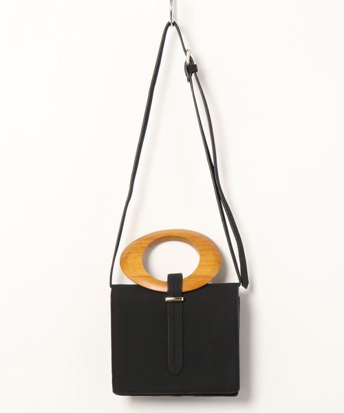 KOBE LETTUCE（コウベレタス）の「フェイクスエードウッドハンドル2wayショルダーハンドバッグ（ハンドバッグ・レディース・ブラック/グレー/ピンク・FREE）」の7枚目の写真