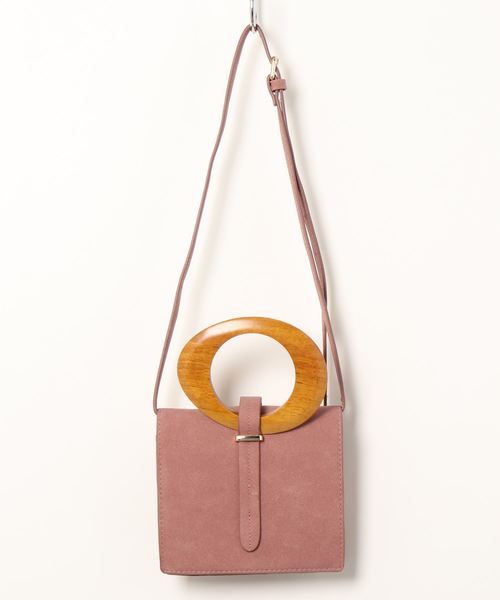 KOBE LETTUCE（コウベレタス）の「フェイクスエードウッドハンドル2wayショルダーハンドバッグ（ハンドバッグ・レディース・ブラック/グレー/ピンク・FREE）」の9枚目の写真